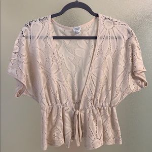 Beige floral knit blouse